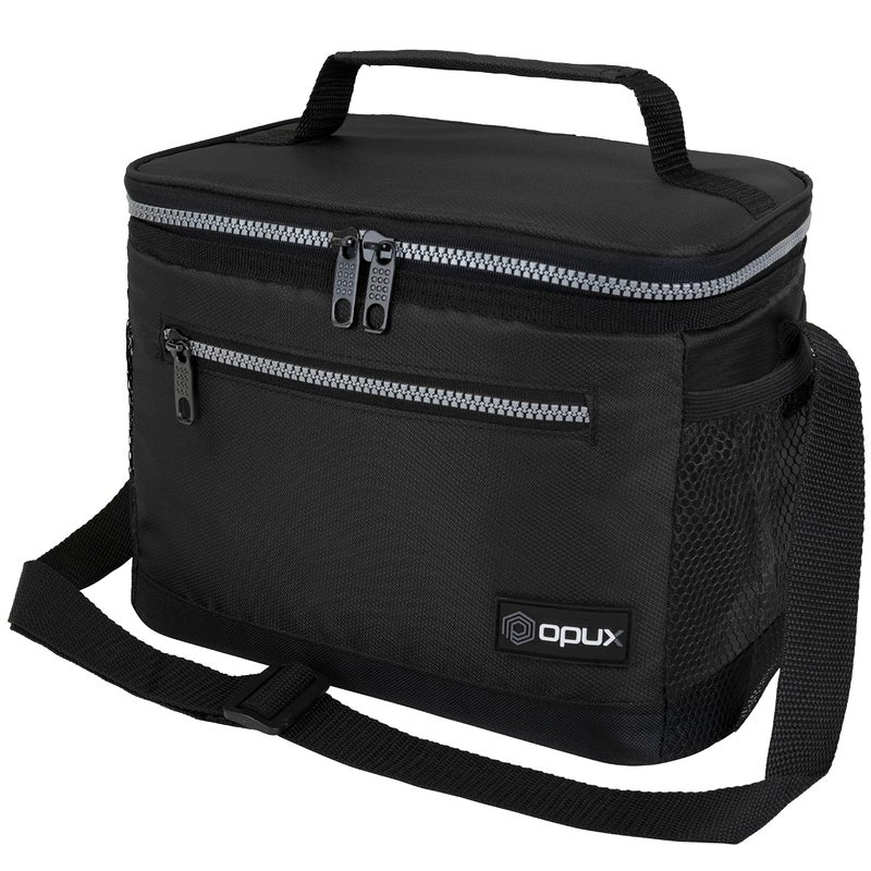 opux Insulated Lunch Box Men Women, Lunch Bag for Work School, Leakproof Soft Cooler Tote Adult, Large Lunch Pail Kids Boys Girls, Picnic Beach Food Bag with Shoulder Strap, Black - Image 1